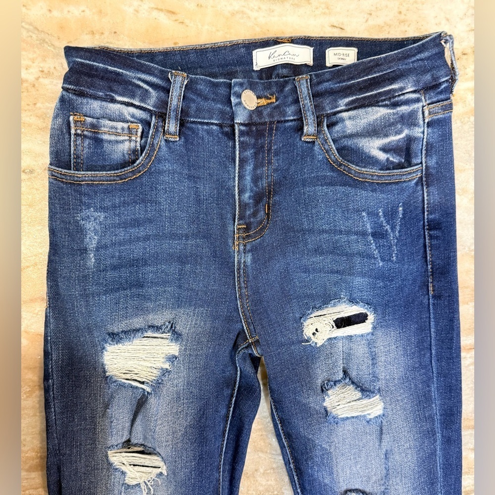 Women’s KANKAN Mid Rise Distressed Skinny stretch jeans- Size 25 - Picture 7 of 11